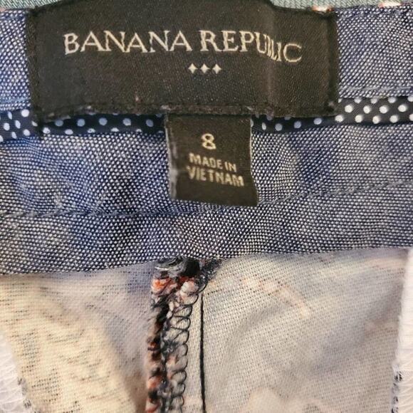 BANANA Republic tropical navy frond jacquard shorts size 8 - Picture 6 of 7